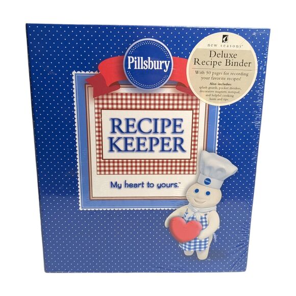 NOS Pillsbury Doughboy Recipe Keeper Book w Recipe Sheets, Magnets BONUS - Picture 1 of 7